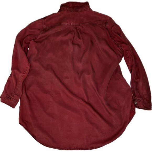 Stella Carakasi Washed Indigo Tunic Port Red Button Up XL Tencel - Picture 3 of 9